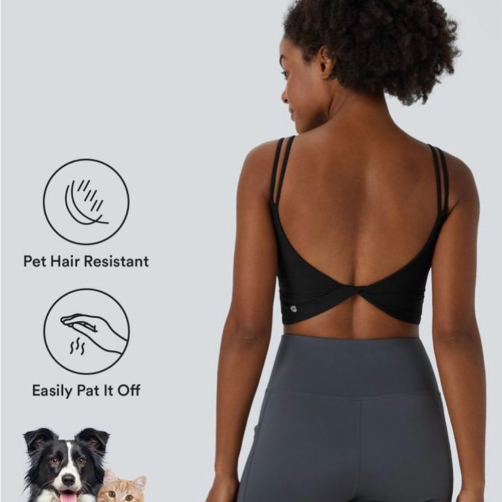 Halara Patitoff Back Twist Crop Workout Top-Medium/Black